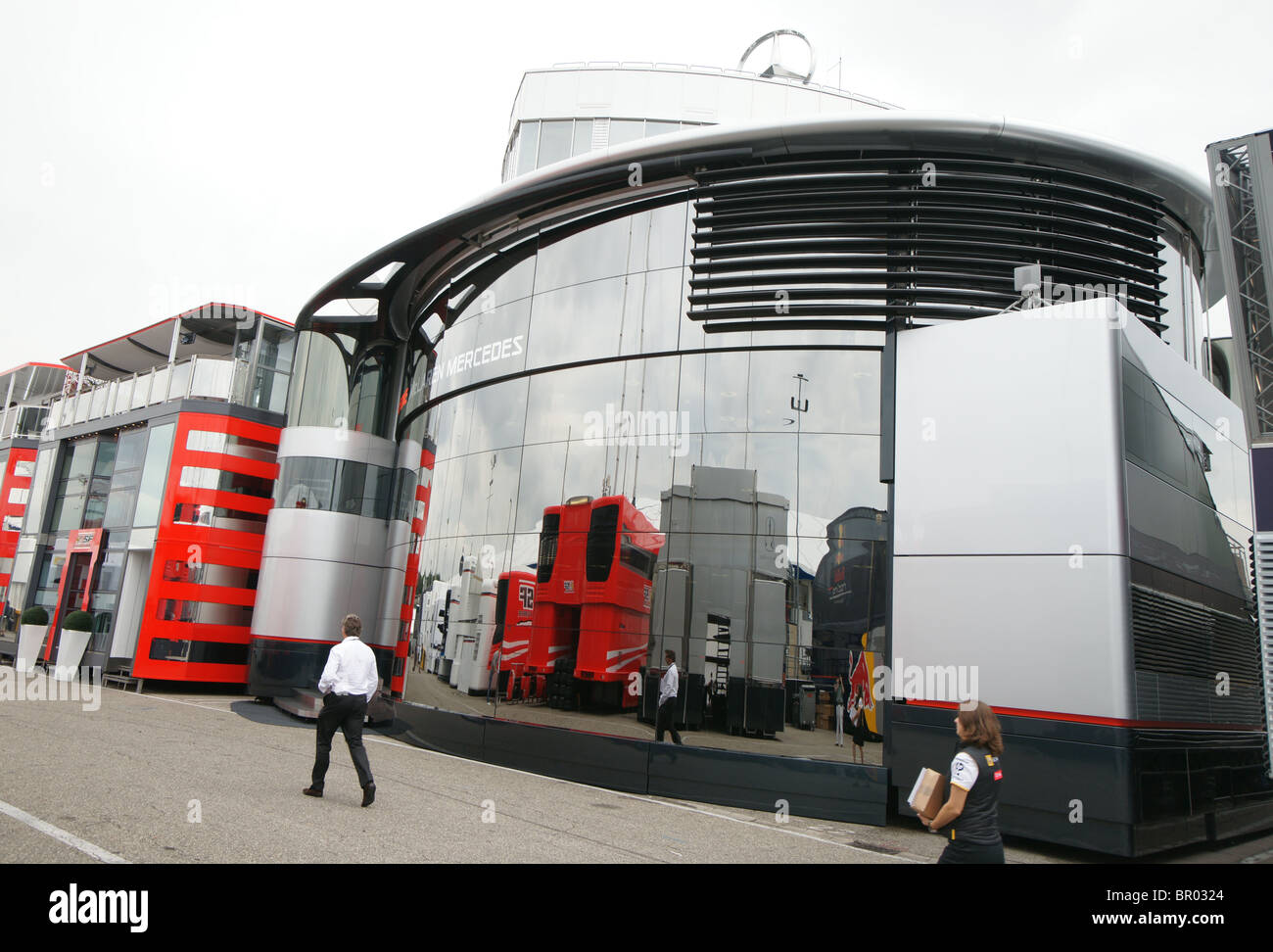 Inside the F1 Paddock Hockenheim 2010, Mercedes AMG Petronas F1 Team, Formula One World Championship Stock Photo