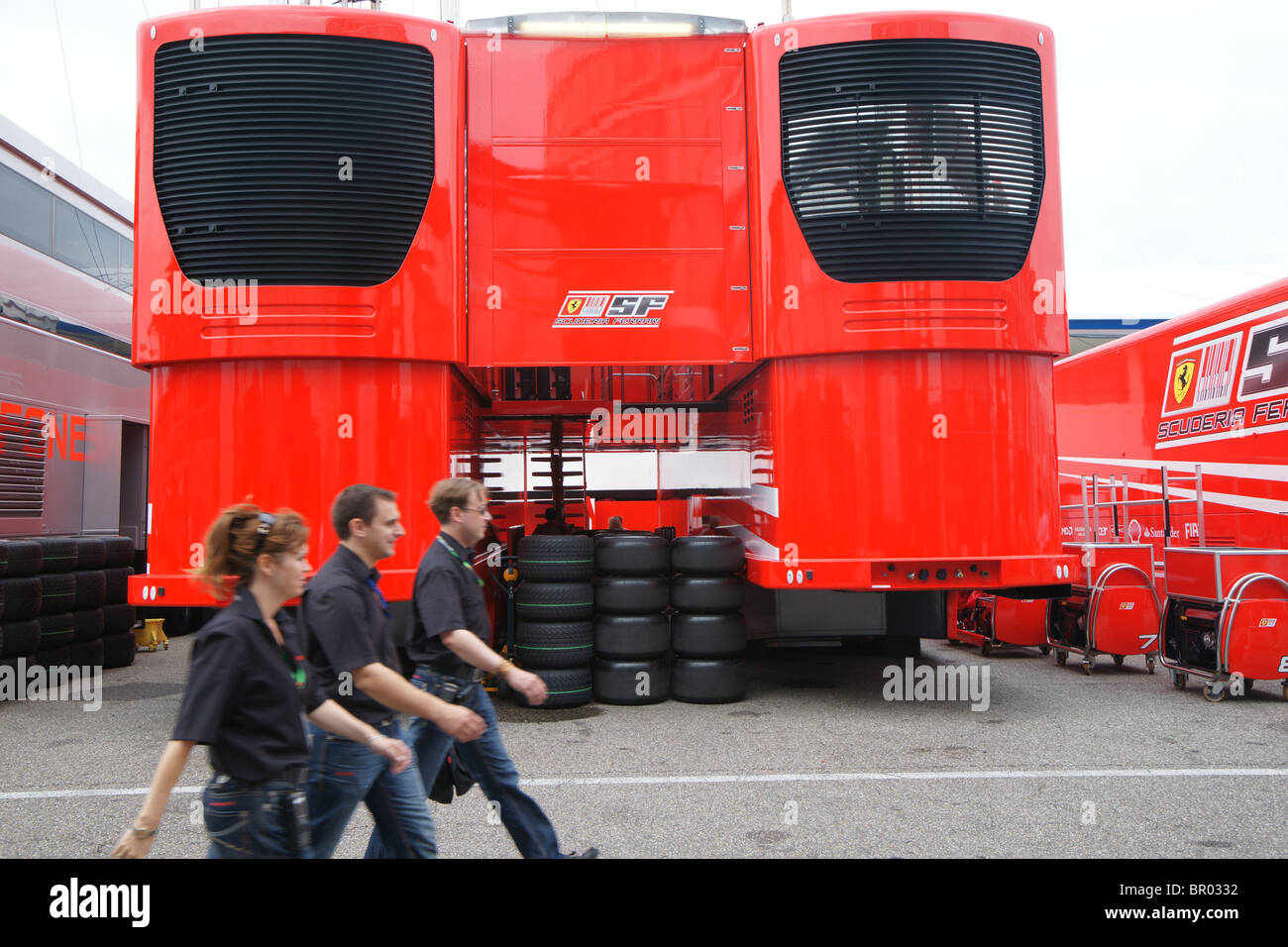 FIA F1 Formula One World Championship, Hockenheim, Scuderia Ferrari Motorhome in the Paddock Stock Photo