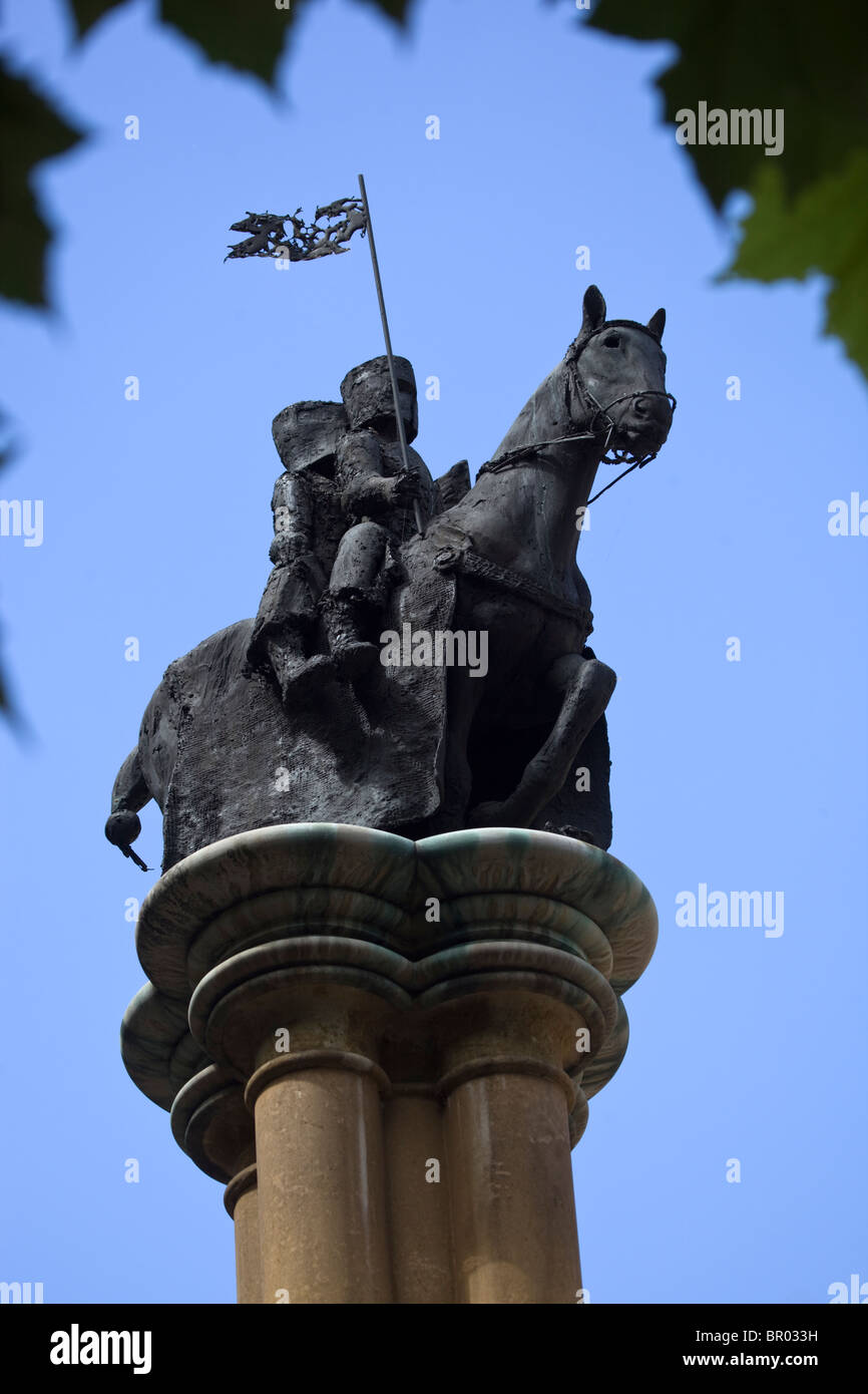 Knights Templar Statue outside Temple Church Inner Temple London UK Stock Photo