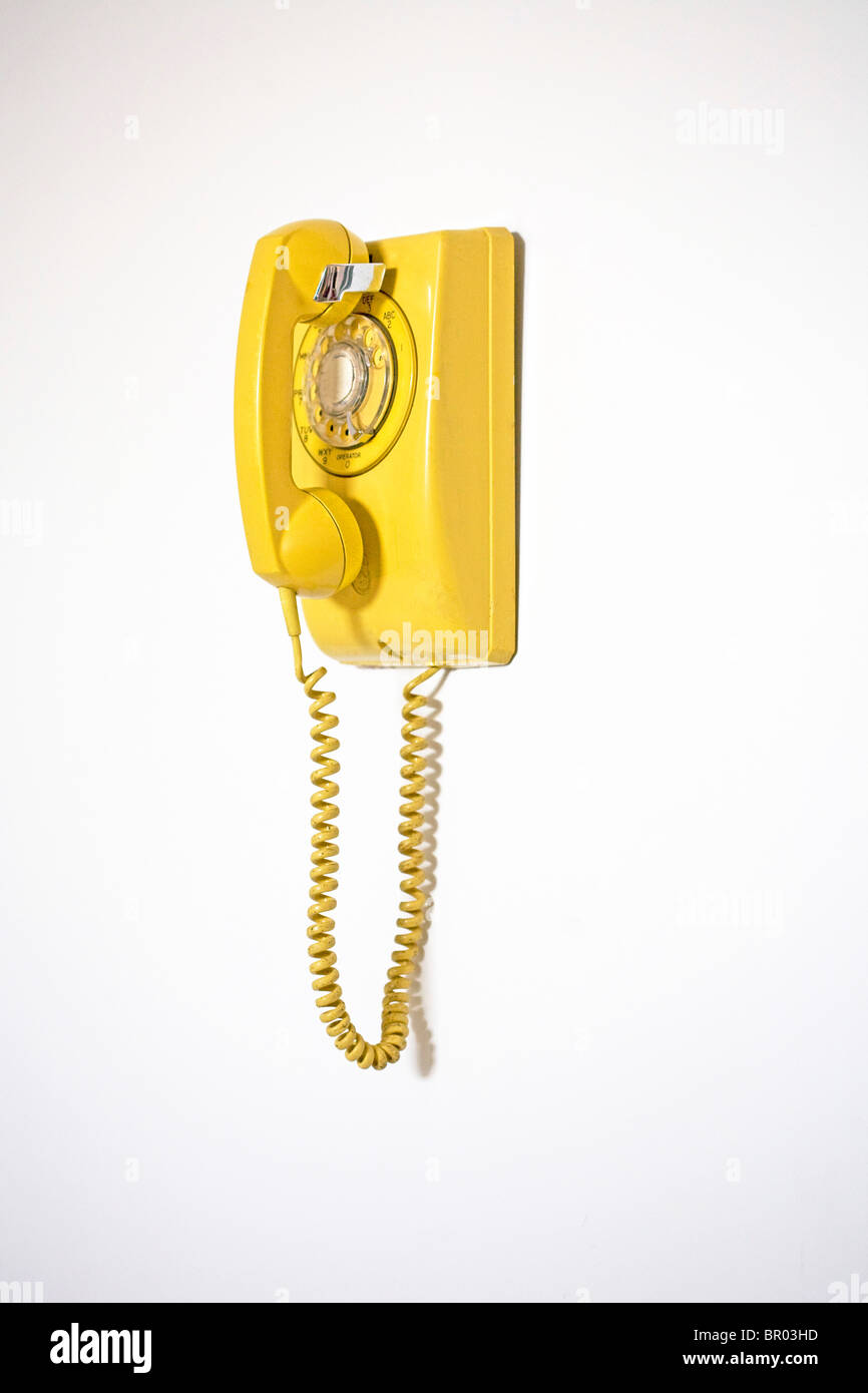 yellow telephone Stock Photo