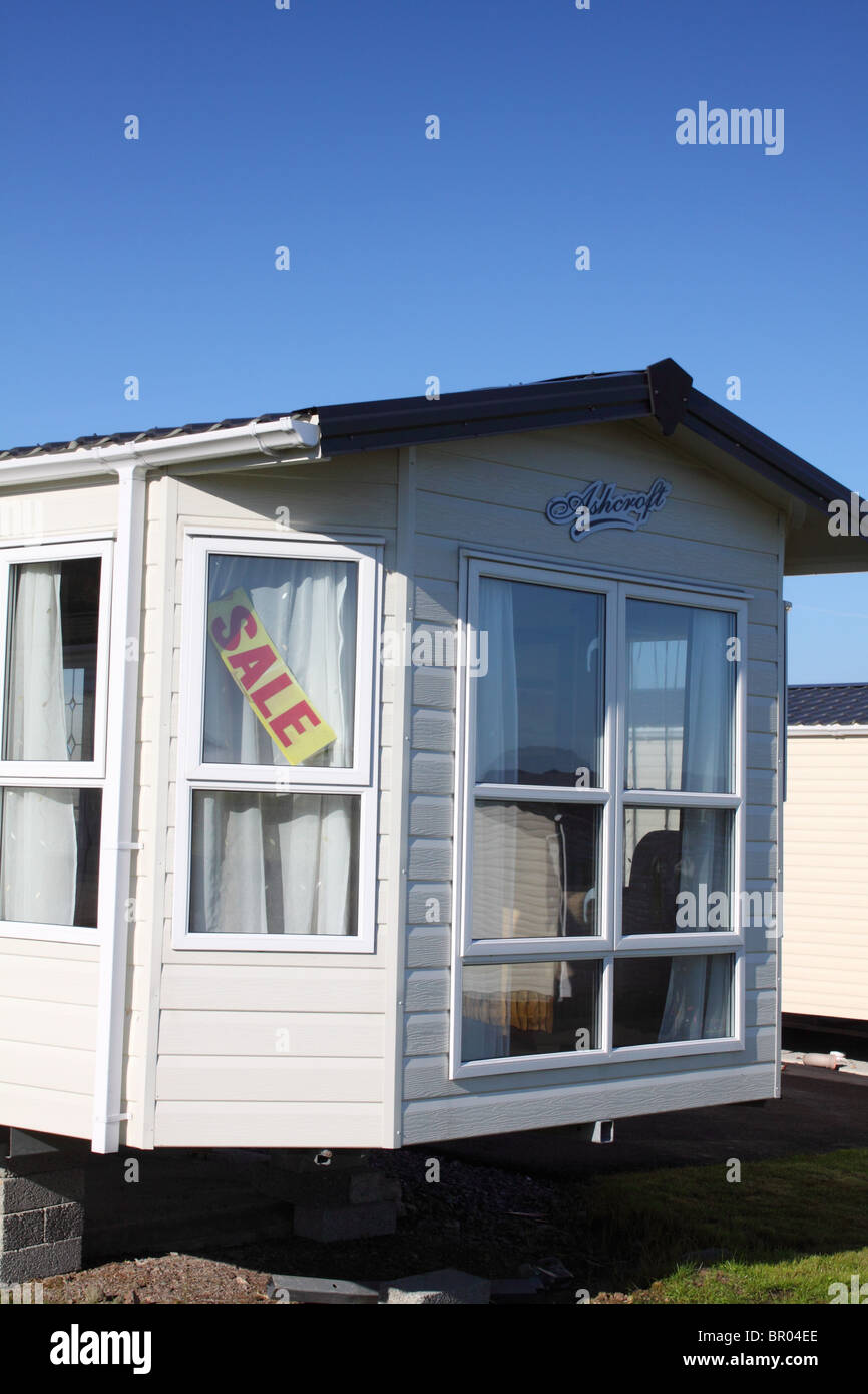 mobile home for sale at a caravan park in County Donegal, Ireland Stock Photo