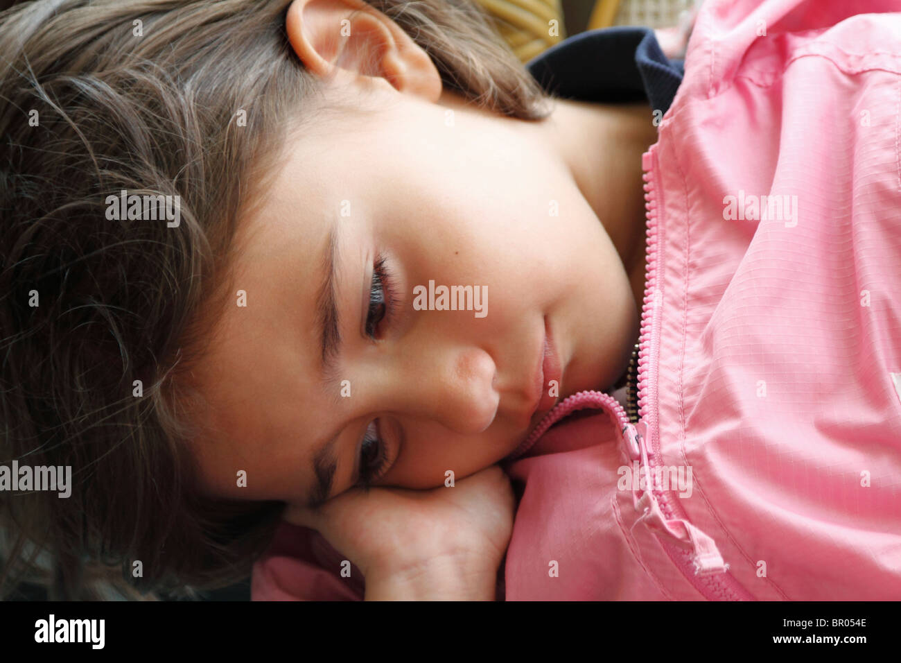 Six years old Caucasian girl. Close facial. Stock Photo