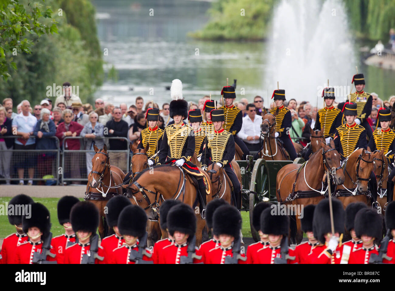 King's Troop Royal Horse Artillery in front of St. James's Park, 'Trooping the Colour' 2010 Stock Photo