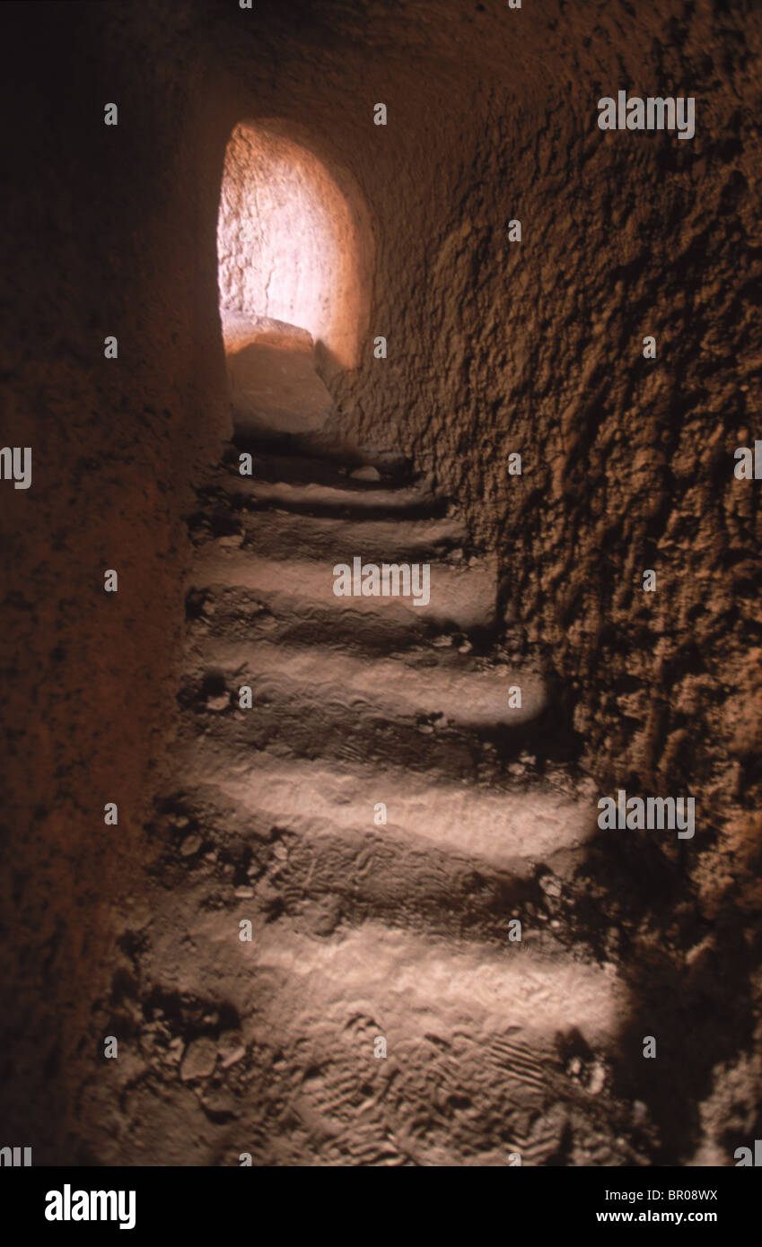A passageway leads to the niche where one of the Bamiyan buddhas once stood Stock Photo
