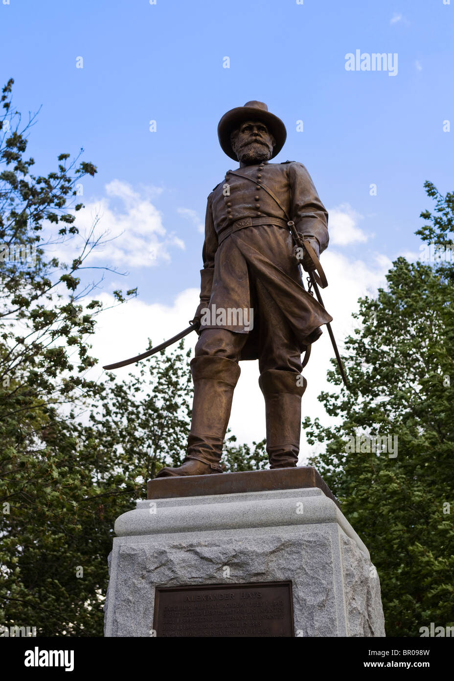 Bronze statue of Alexander Hays - Gettysburg, Pennsylvania, USA Stock Photo