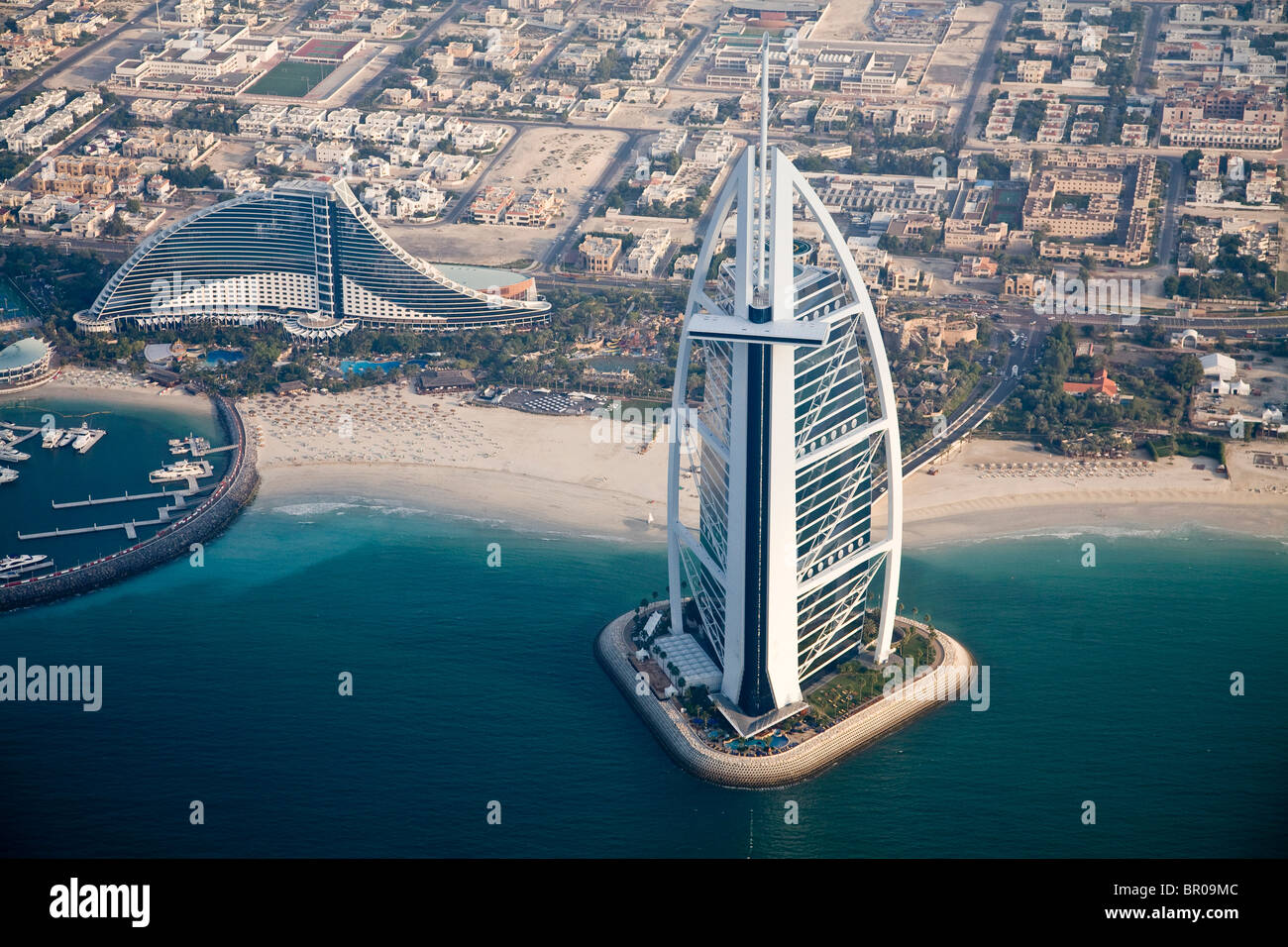 UAE, Dubai. Aerial of Burj al