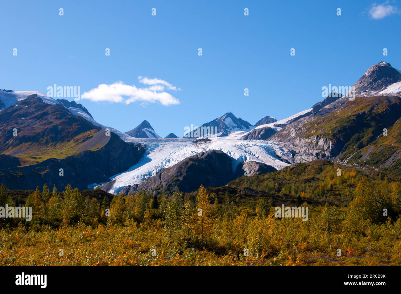 View of Worthington Glacier in Alaska's Thompson Pass Stock Photo