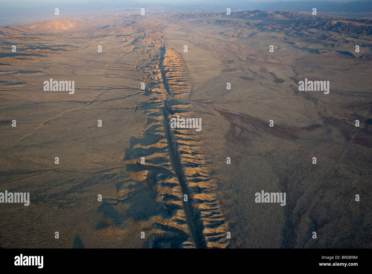 Aerial of the San Andeas Fault. Stock Photo