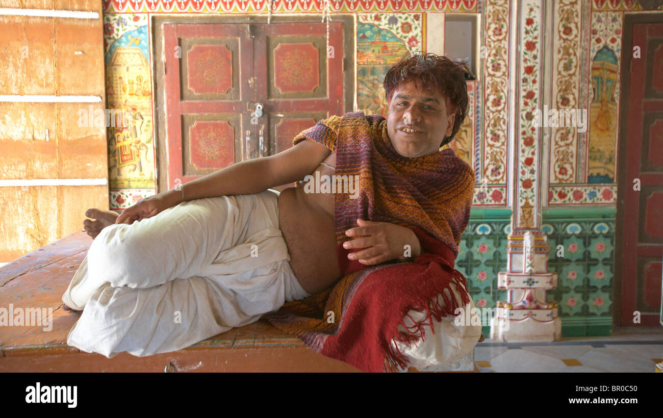 Brahmin priest in the city of Bikaner Stock Photo