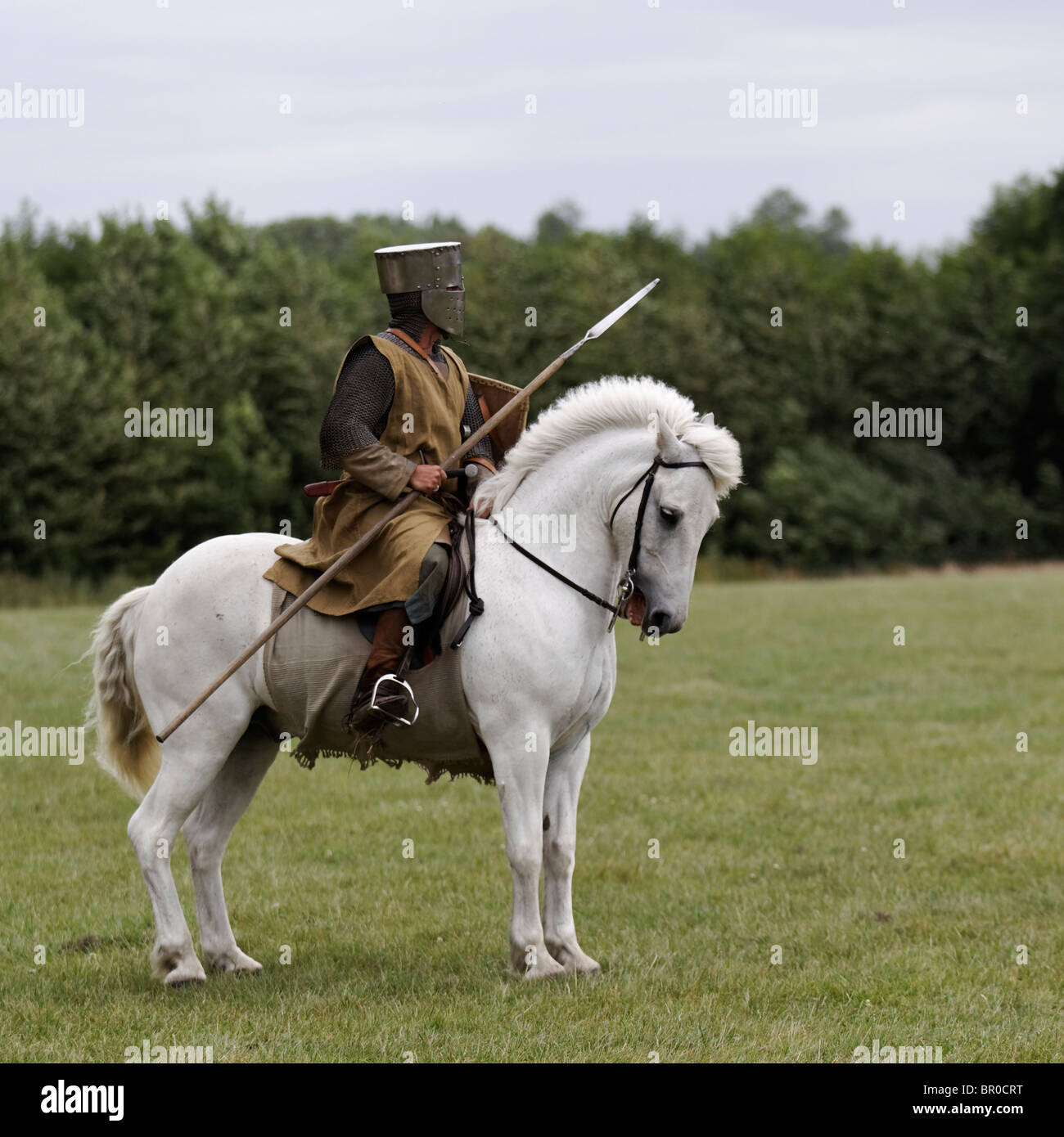 Recreation of Anglo - Norman Mounted Knight 1200 C13 Stock Photo - Alamy