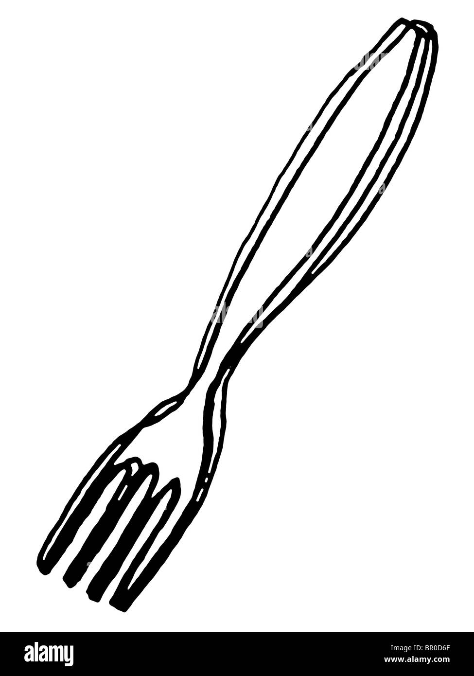 A black and white illustration of a fork Stock Photo