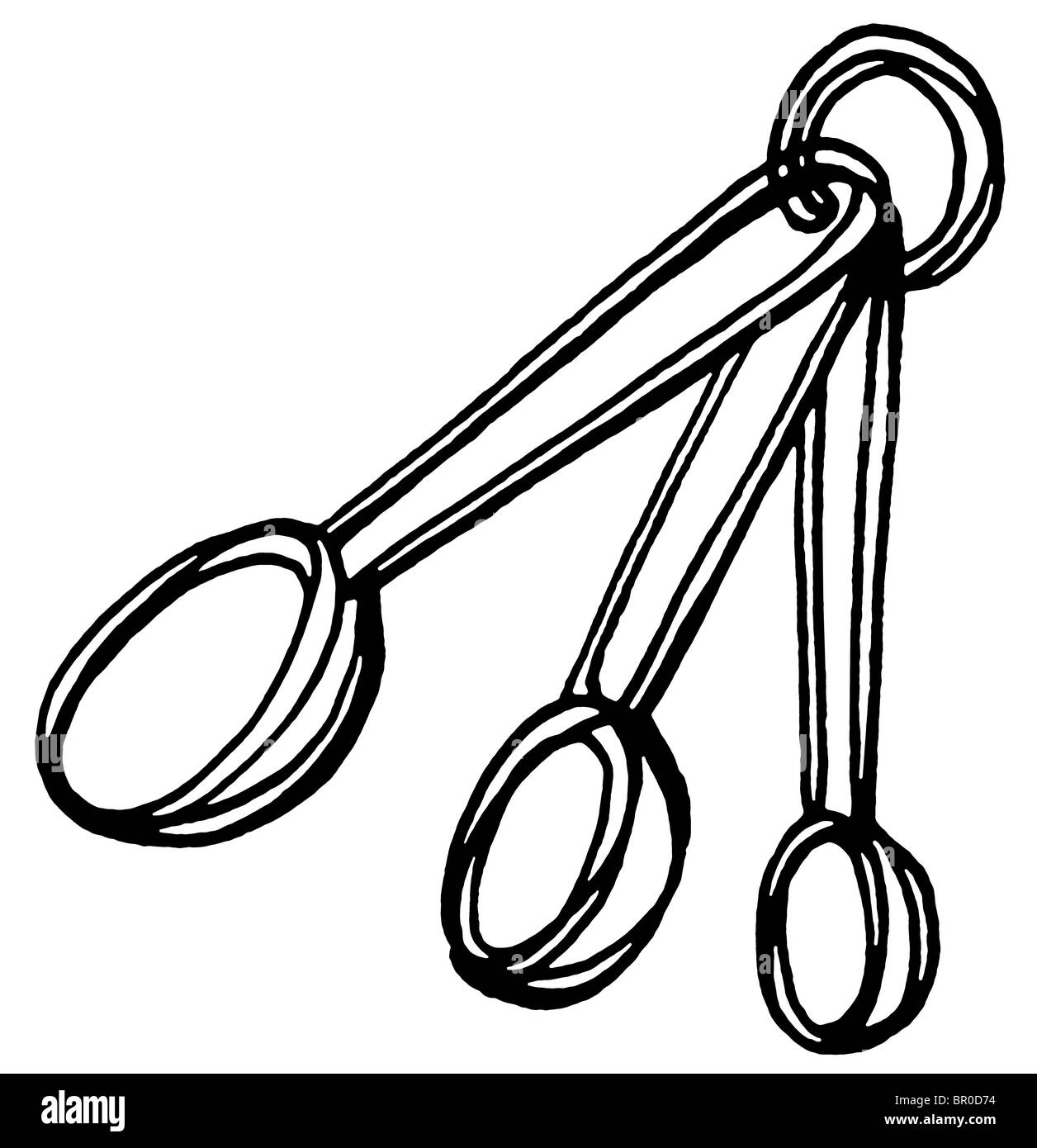 A black and white illustration of measuring spoons Stock Photo - Alamy