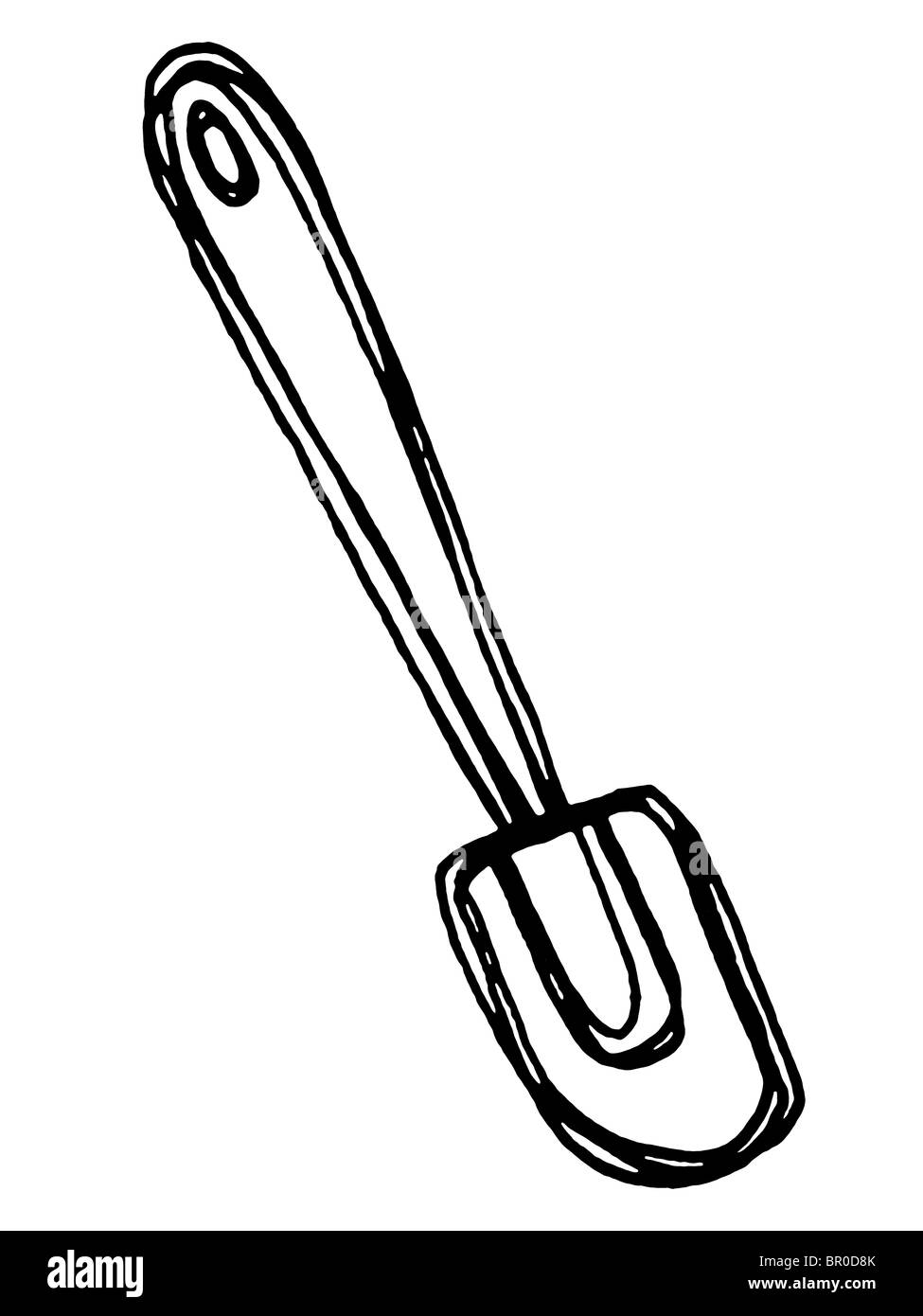 https://c8.alamy.com/comp/BR0D8K/a-black-and-white-illustration-of-a-rubber-spatula-BR0D8K.jpg