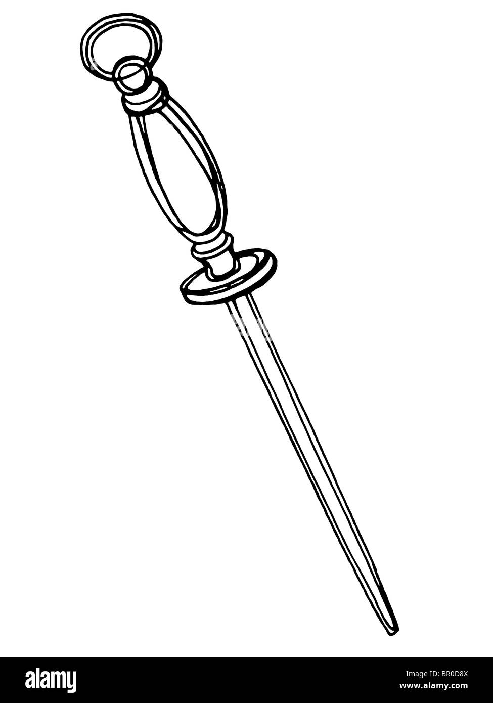 A black and white illustration of a sharpening steel Stock Photo Alamy