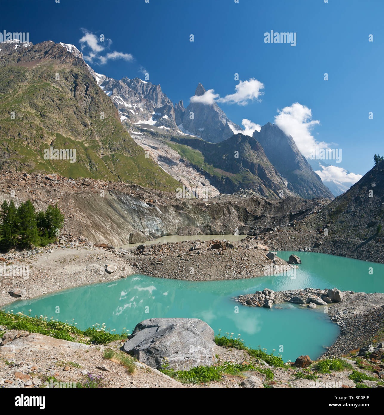 little morainic lake in Italian alps near Courmayeur, Italy Stock Photo ...