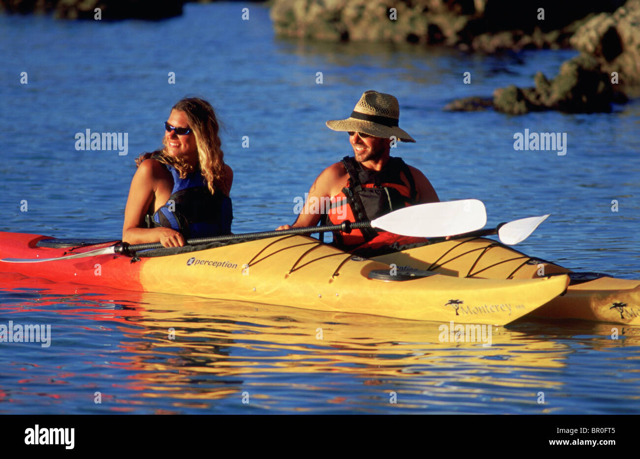 Couple kayaking in sunny Baja, Mexico Stock Photo Alamy
