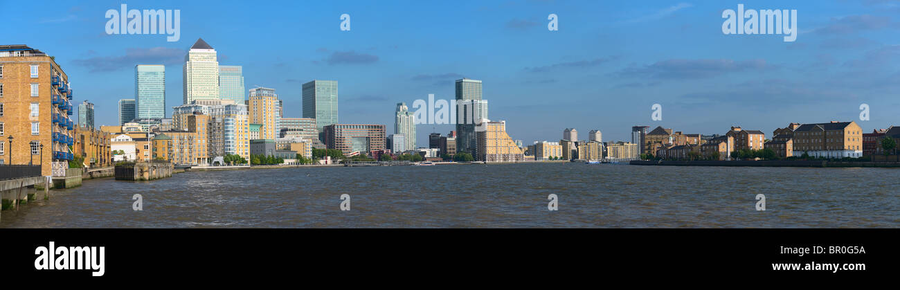 Canary Wharf, the other financial business district, Isle of Dogs, London, England, UK, Europe, catching the late afternoon sun Stock Photo