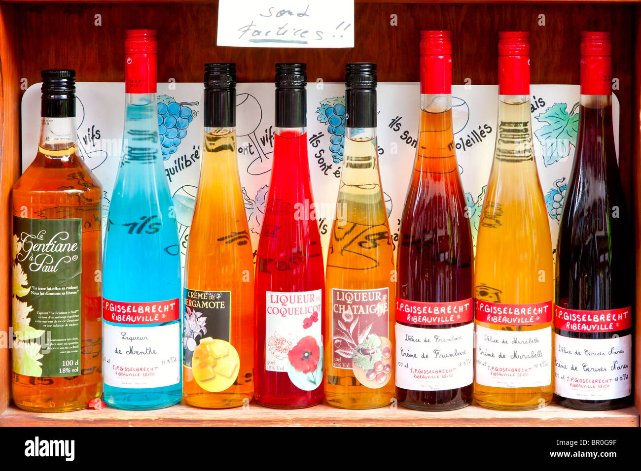 Colourful bottles of liqueur Stock Photo Alamy