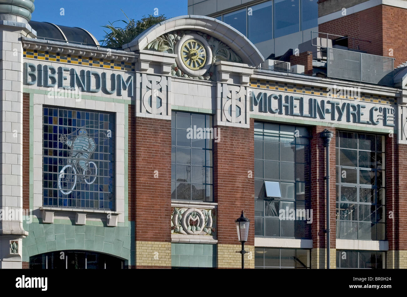 Detail of Bibendum building, Fulham Road, London. Stock Photo