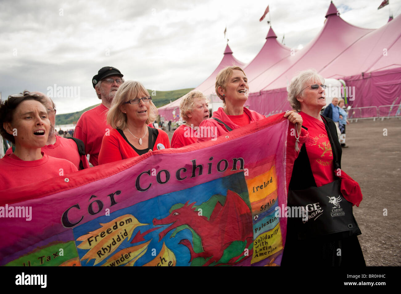 Cor Cochion choir singing at the National Eisteddfod of Wales, Ebbw Vale 2010 Stock Photo