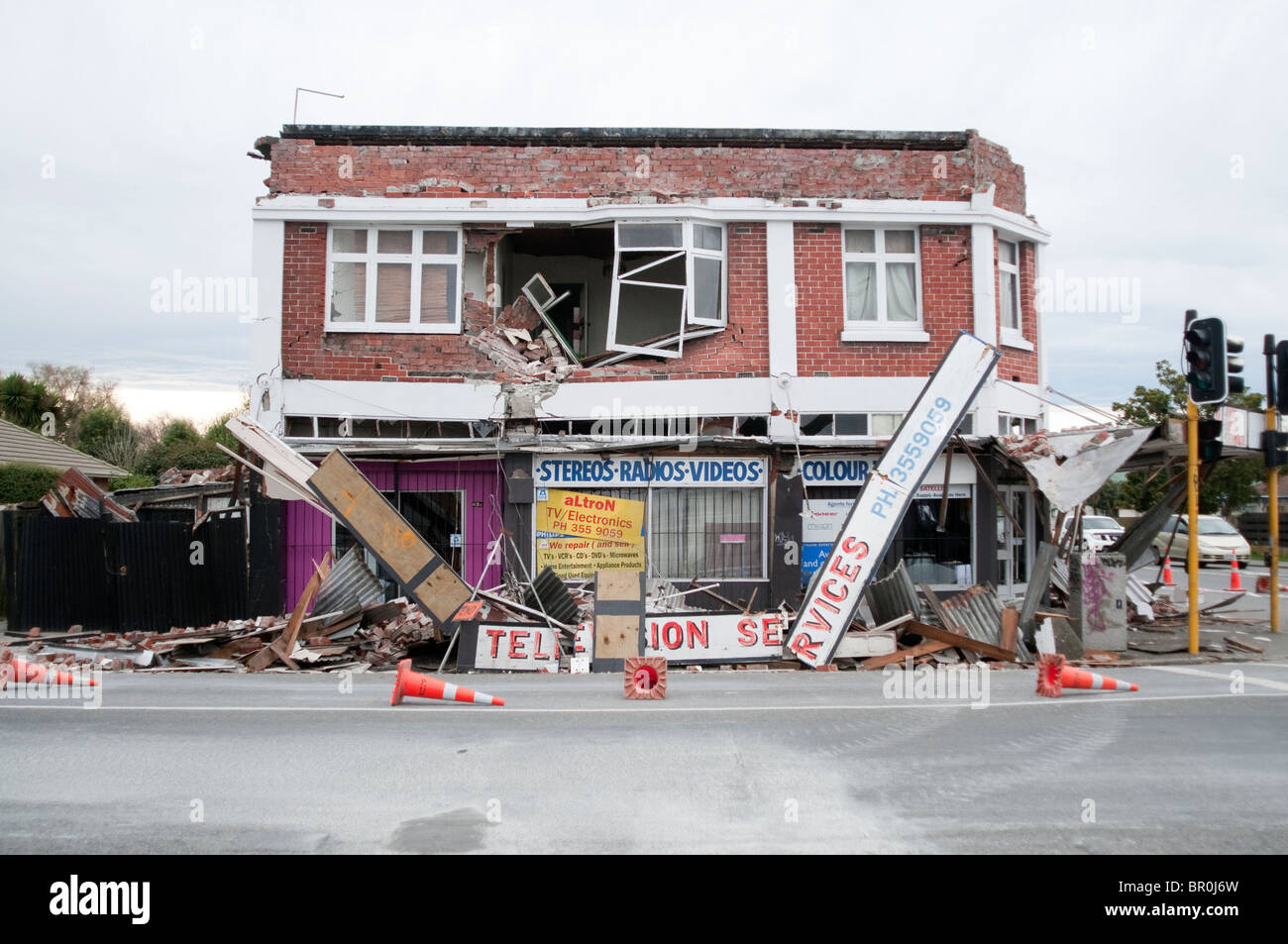 Earthquake Damage Christchurch New Zealand. A Powerful Earthquake struck Christchurch on Friday 03.09.10 Stock Photo