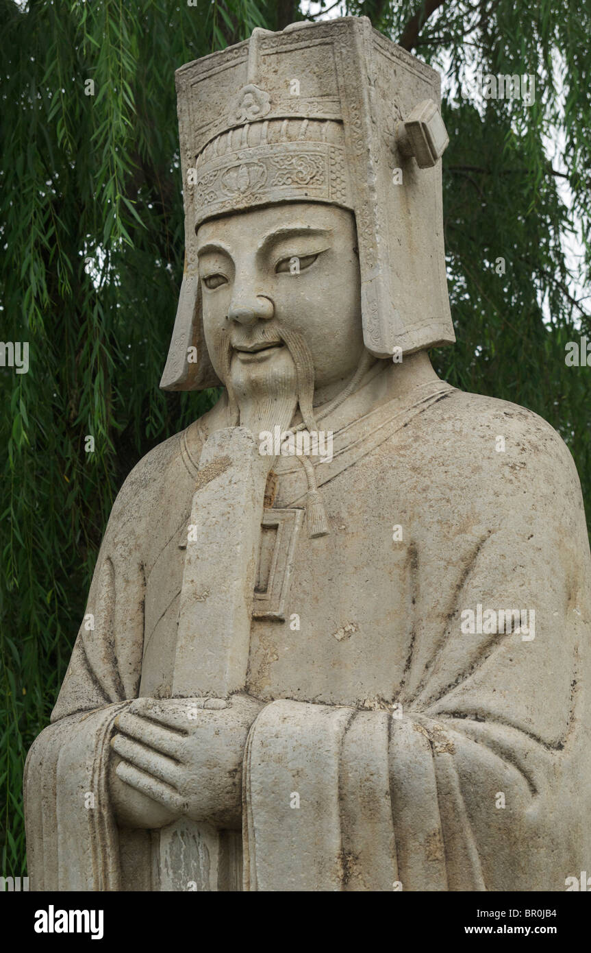 Statue at the Sacred Way to the Ming Tombs Stock Photo