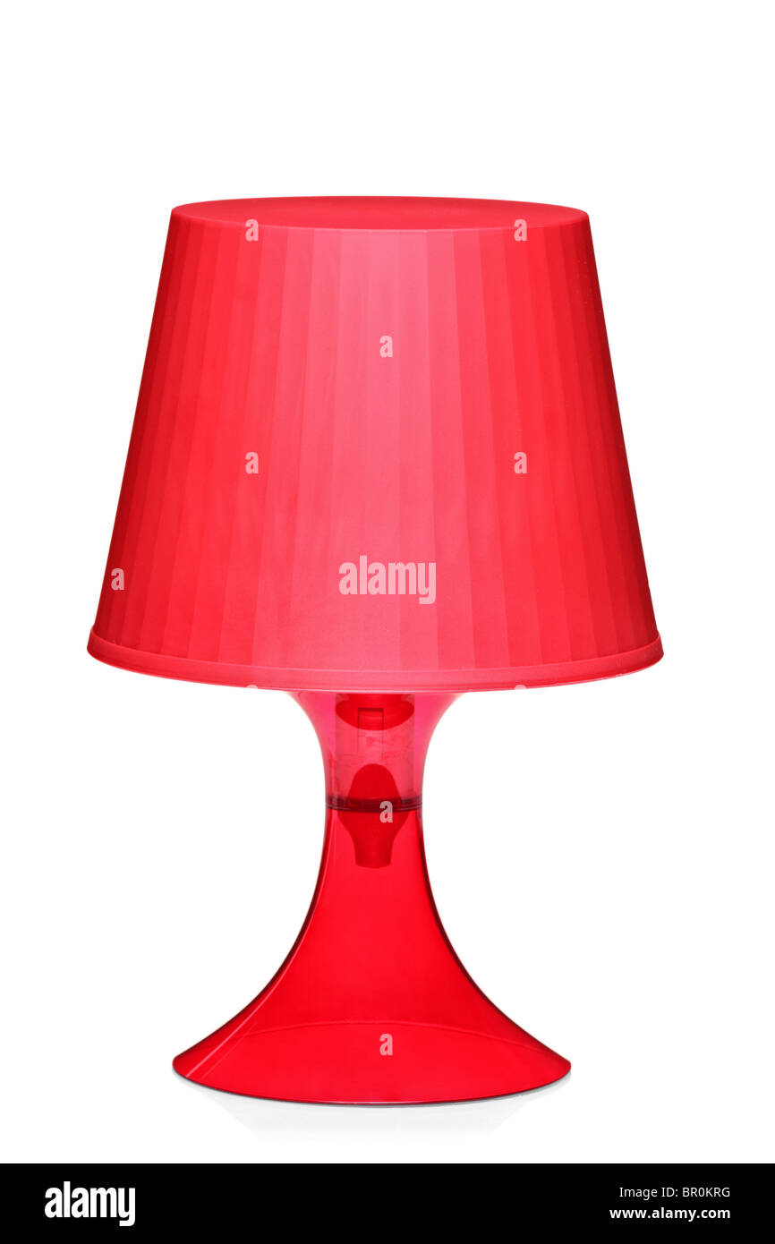 A view of a red desk lamp Stock Photo