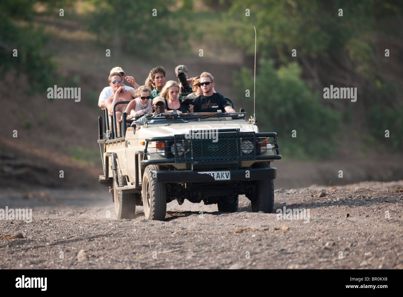 Safari vehicle, Mashatu Game Reserve, tuli block, Botswana Stock Photo ... image.