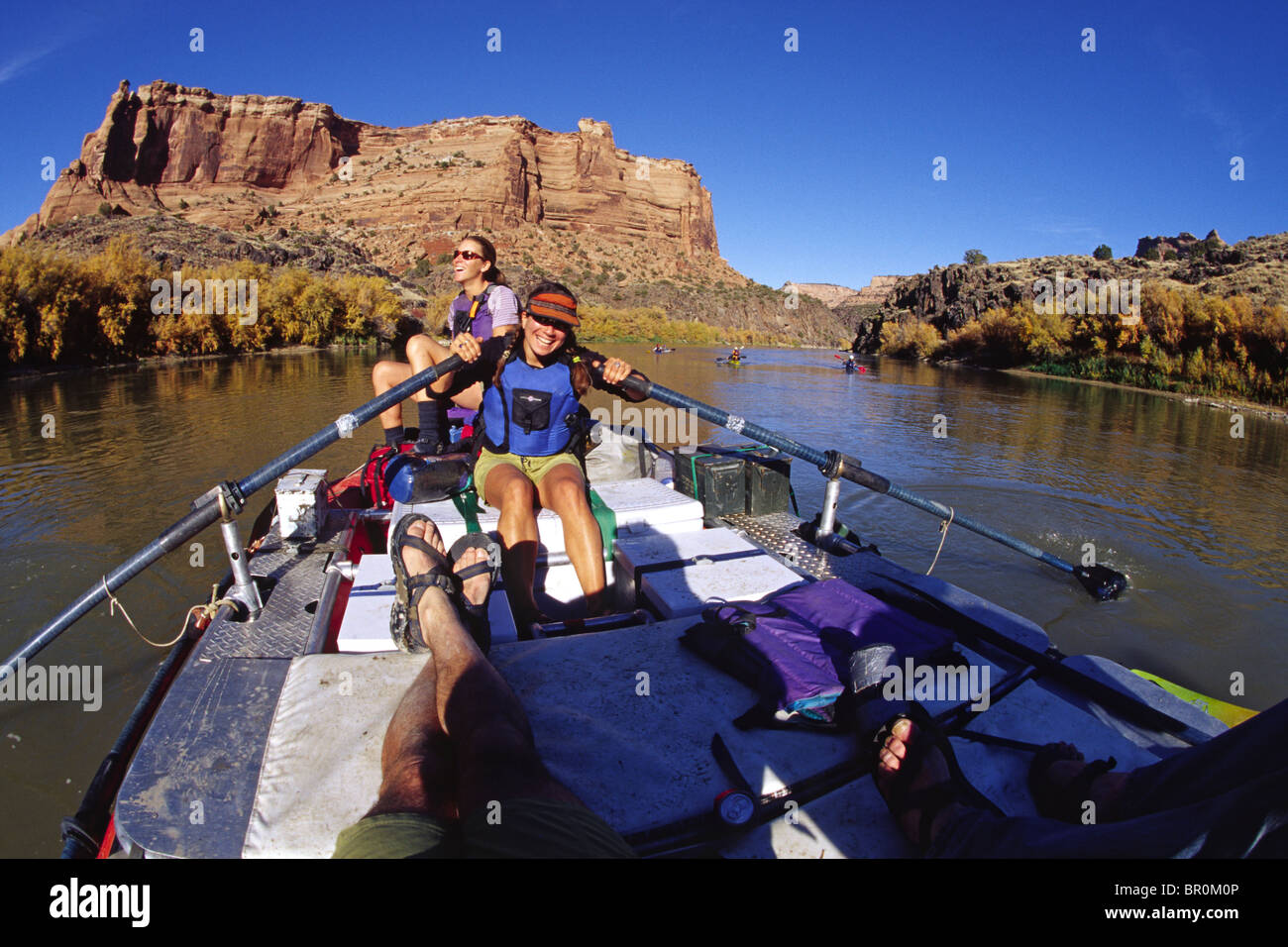 woman rowing raft, Utah Stock Photo - Alamy