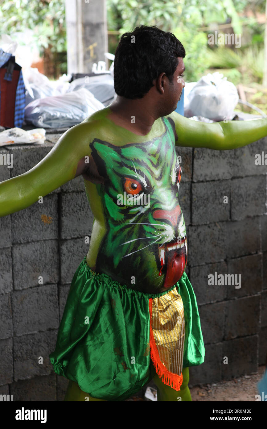 Pulikkali is the folk art form of Thrissur,Kerala,performed during Onam festival in August/September Stock Photo