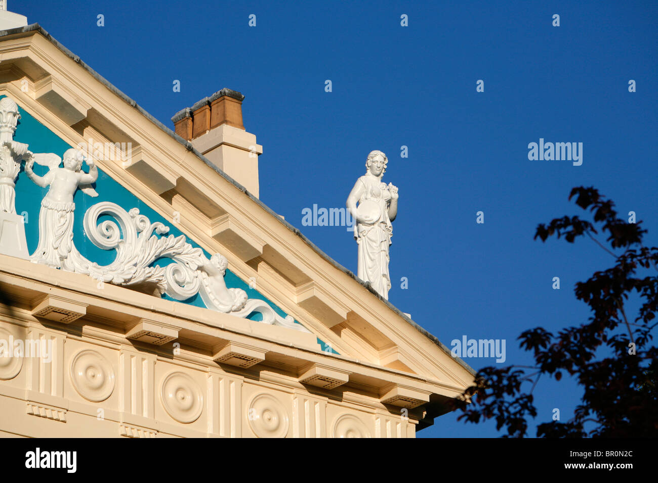 Classical sculpture on top of the pediment of Hanover Terrace, Regent's Park, London, UK Stock Photo