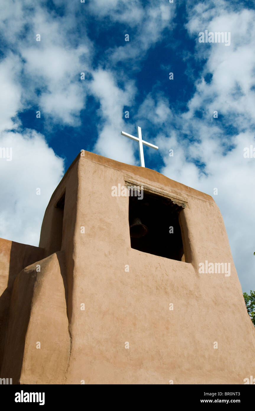 San Miguel Chapel, Sante Fe, New Mexico. Oldest church structure in the US. Original adobe walls built in approximately 1610AD Stock Photo
