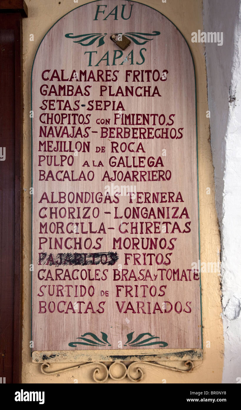 Spanish restaurant menu hi-res stock photography and images - Alamy