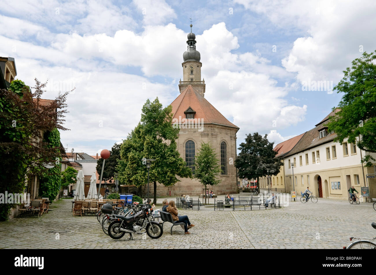 In the Altstadt (old town) of Erlangen, Franconia, Bavaria, Germany. Stock Photo