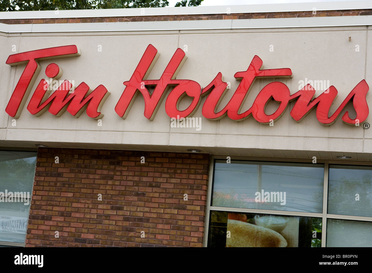 A Tim Hortons restaurant location.  Stock Photo