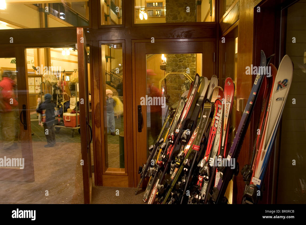 Checked skis at the bellman's station in the hotel at Sunday River ski