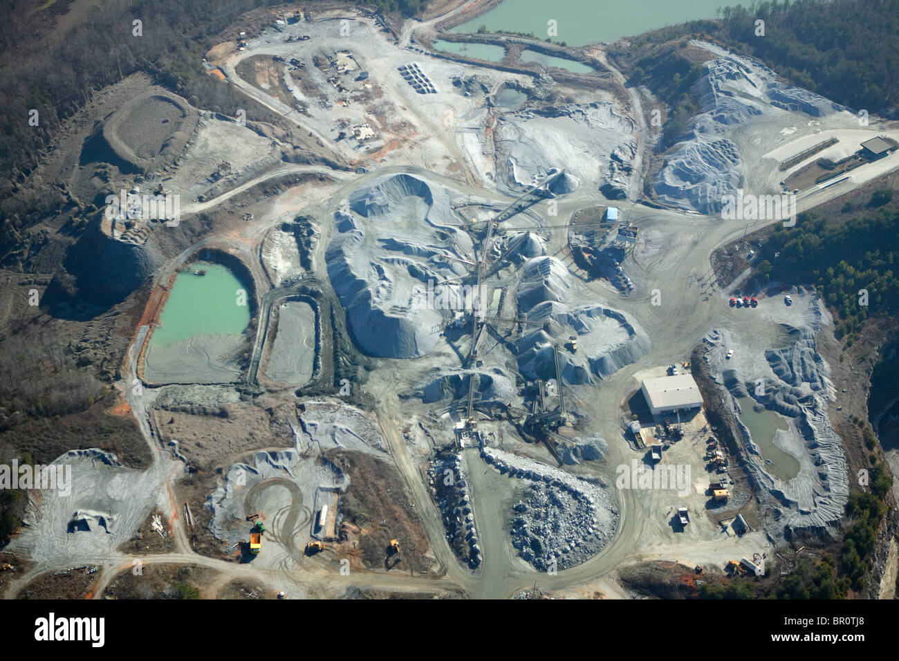 Aerial view of a gravel quarry operation near Marietta, SC Stock Photo