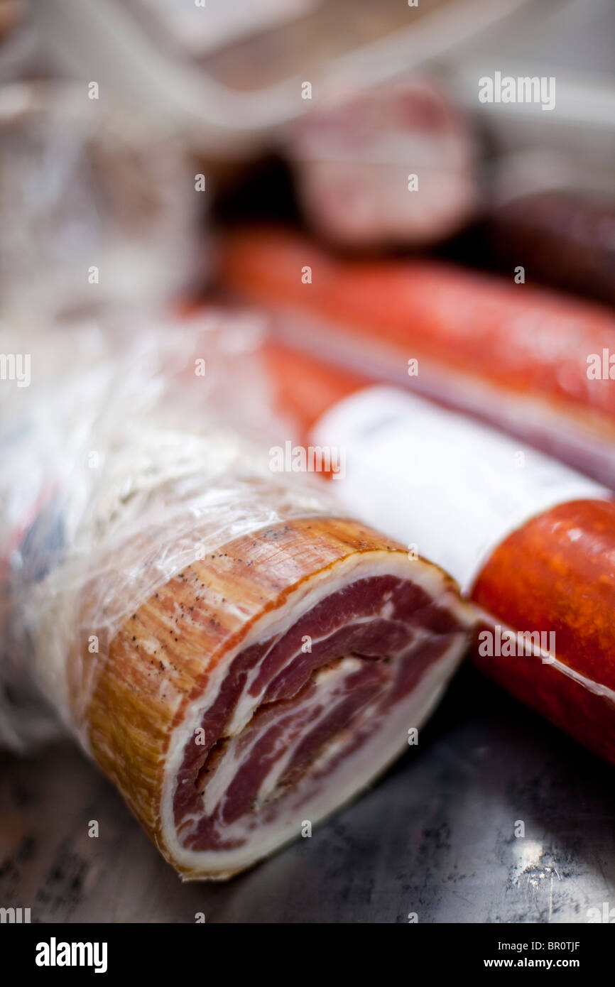 Sausages for sale at an outdoor market in Paris, France Stock Photo Alamy