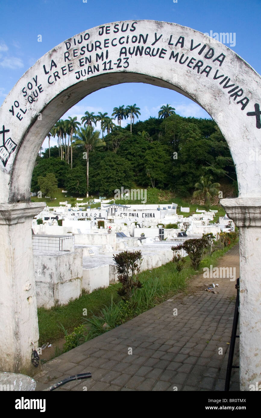 Chinese worker section of a cemetery at Limon, Costa Rica. Stock Photo