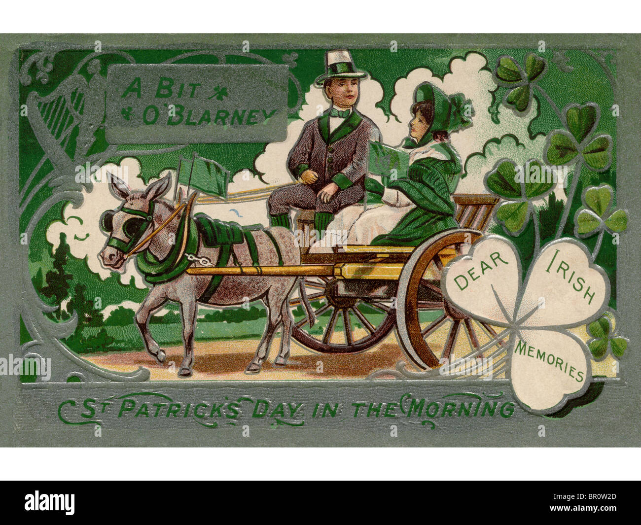 A vintage poster of a couple in a carriage Stock Photo