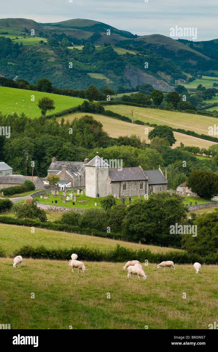 Llanddewi'r Cwm church , Near Builth Wells, Powys Mid wales UK. Set in an ancient circular churchyard, Stock Photo