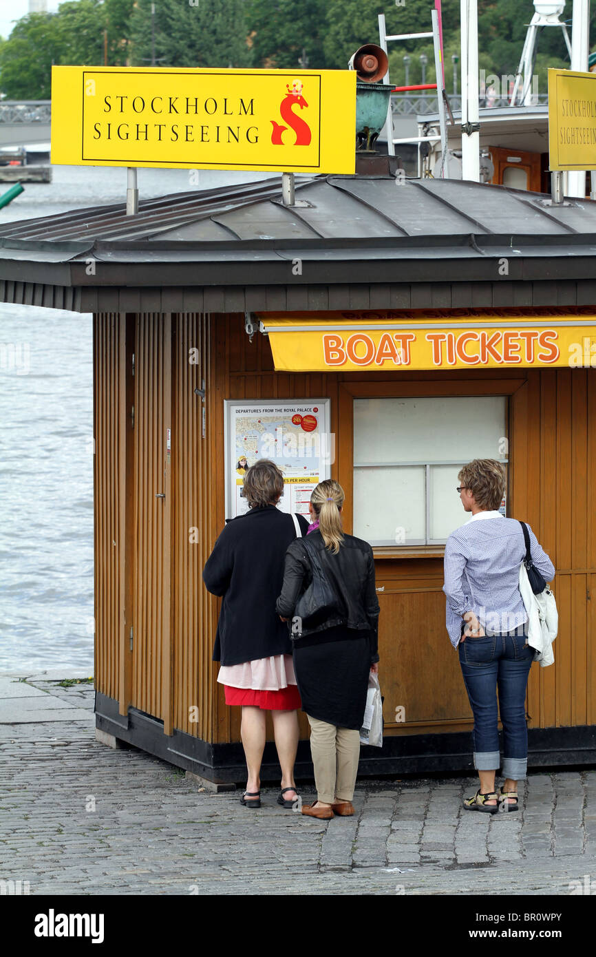 Sightseeing boat kiosk in Stockholm, Sweden Stock Photo