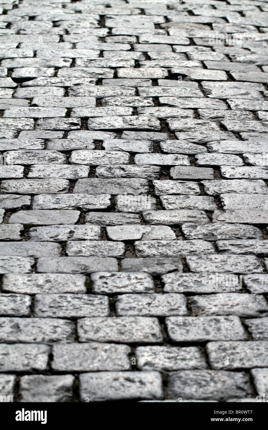 Cobbles on the road in Stockholm, Sweden Stock Photo