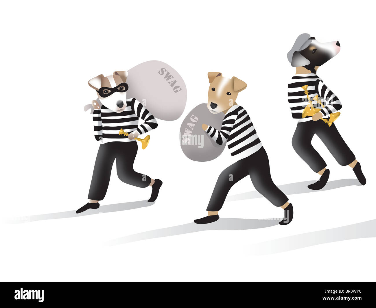 Dogs dressed as robbers with swag bag loot Stock Photo 31367824 Alamy