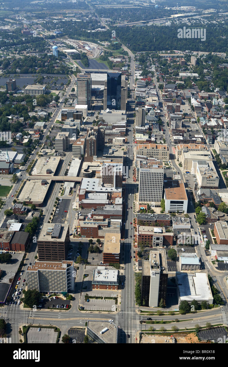 Aerial view of the Red Mile racetrack and downtown Lexington, KY. Stock Photo