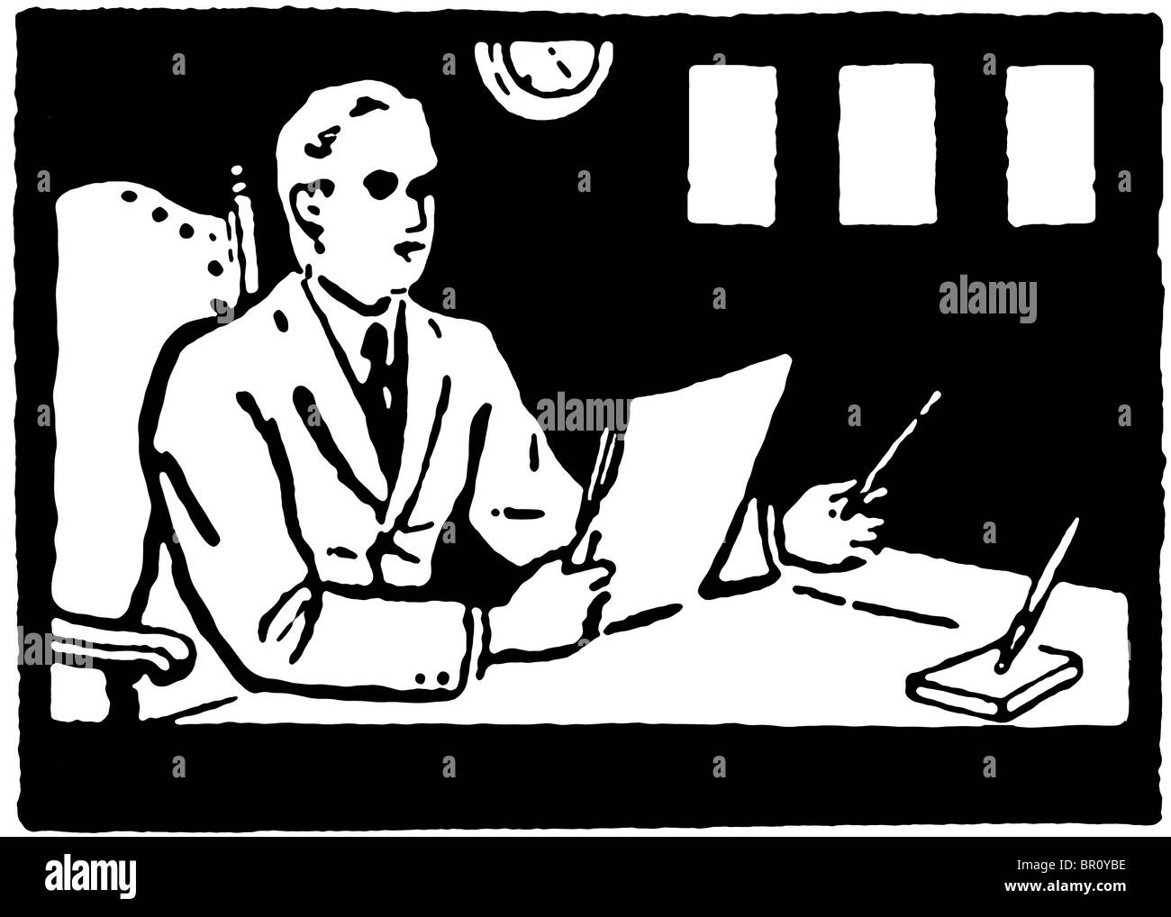 Well dressed man desk Black and White Stock Photos & Images - Alamy