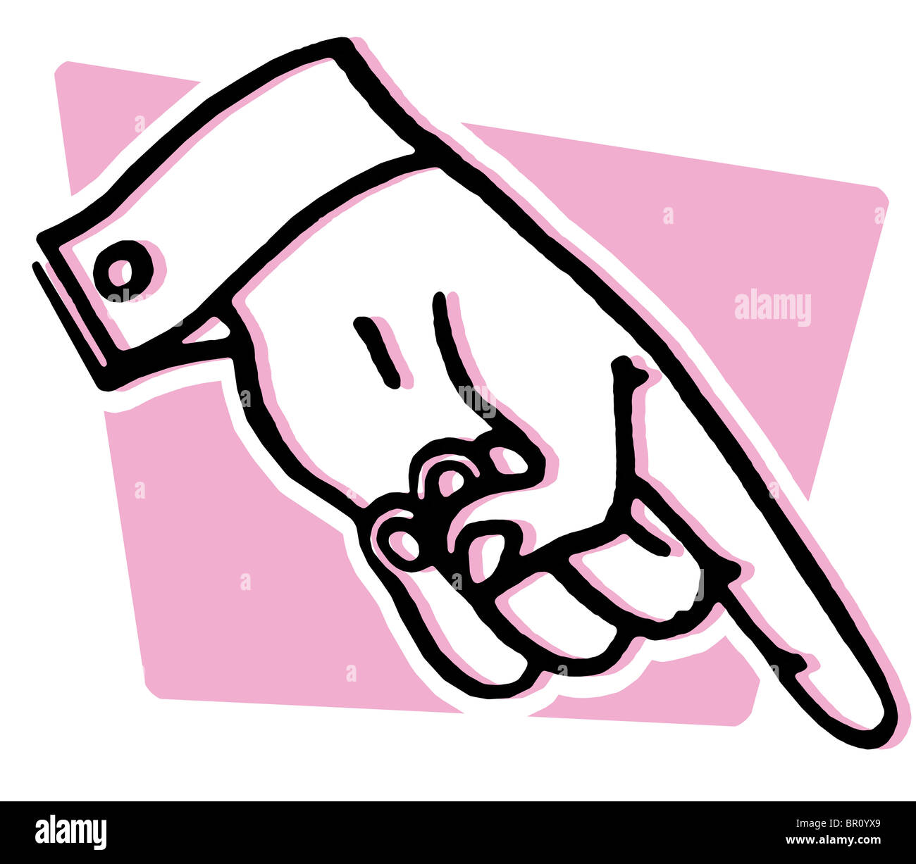 A hand pointing downward Stock Photo