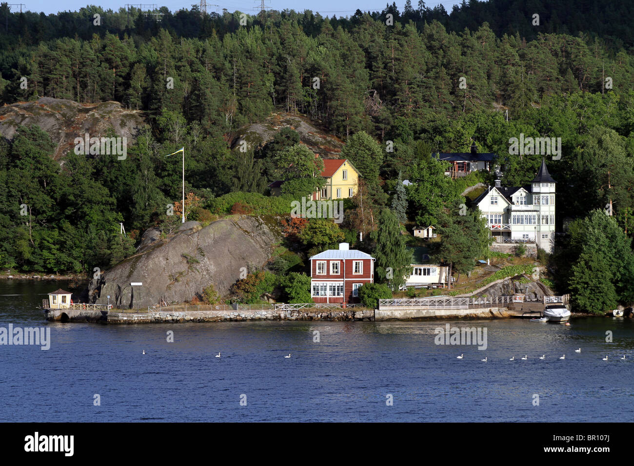 Houses in the Stockholm Archipelago in Stockholm, Sweden Stock Photo