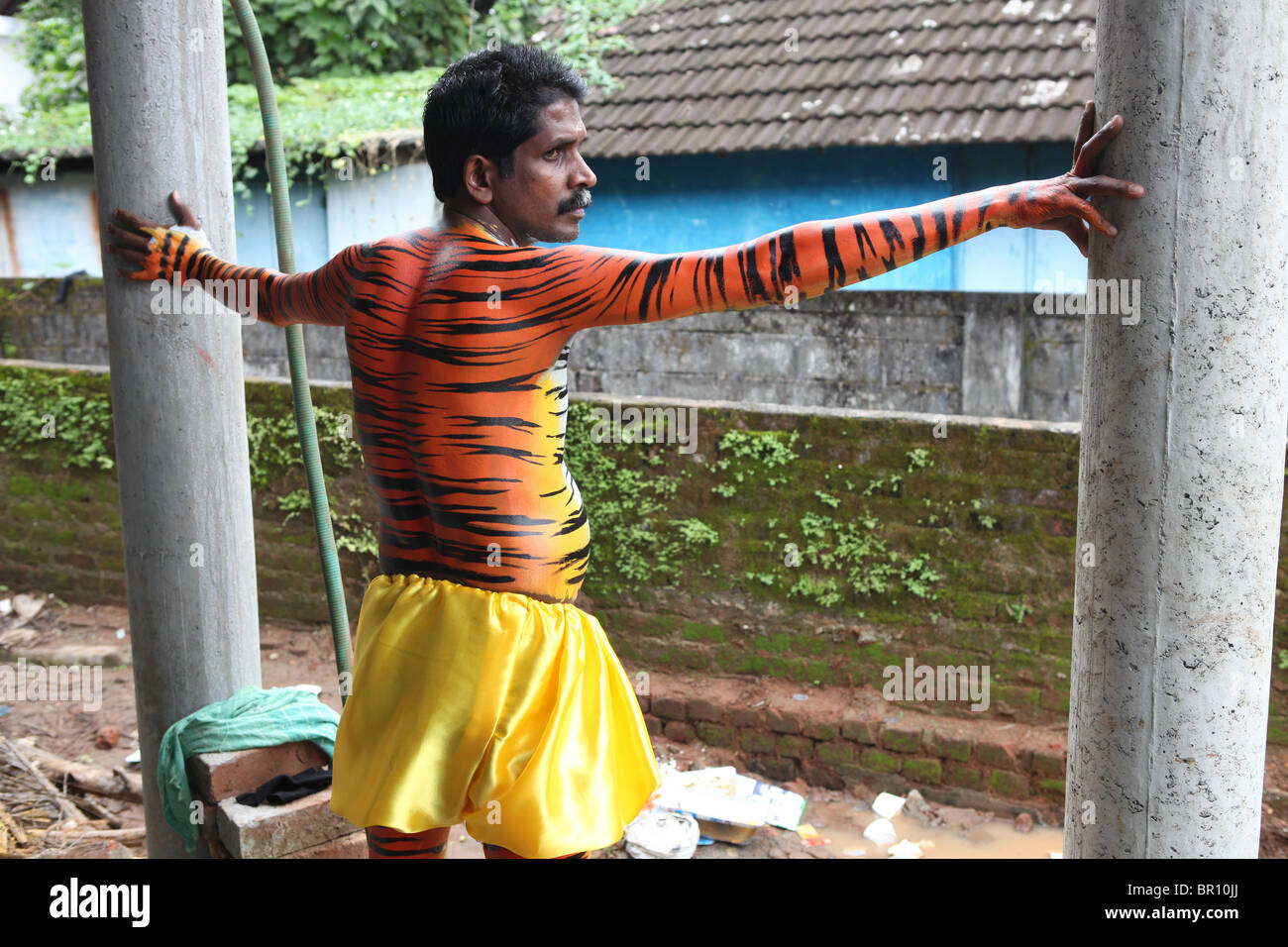 Pulikkali is the folk art form of Thrissur,Kerala,performed during Onam festival in August/September Stock Photo