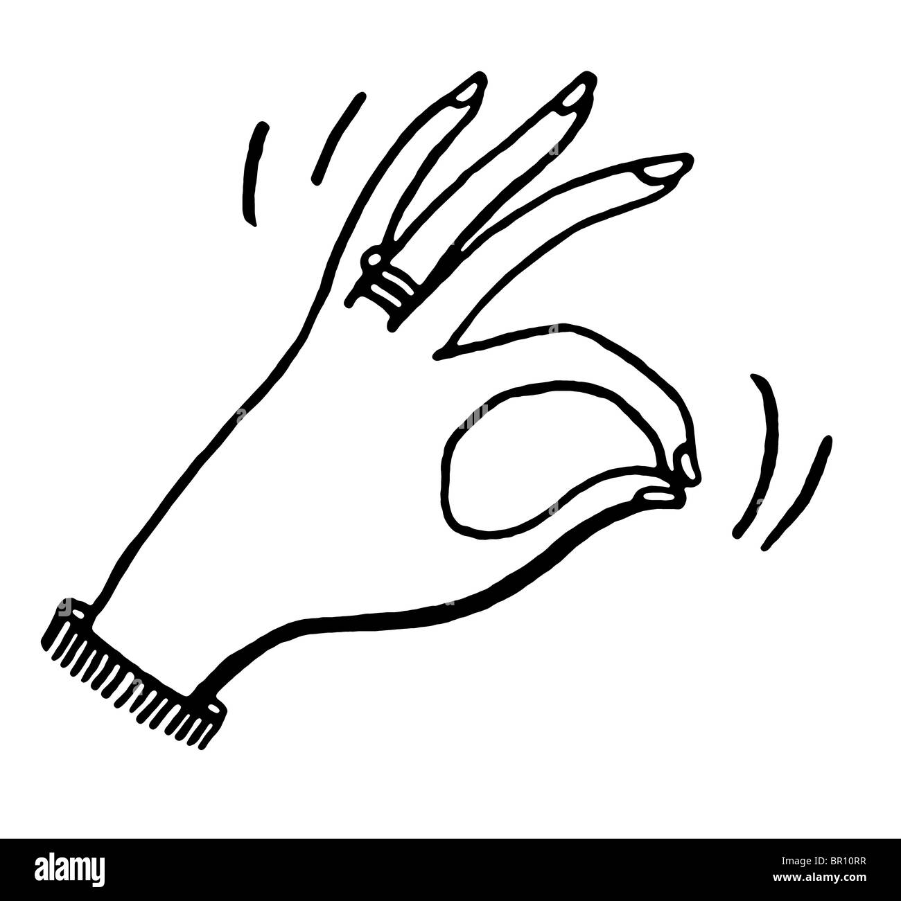 A black and white version of a womans hand Stock Photo